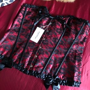 SOLD NWT Red and black lace corset.